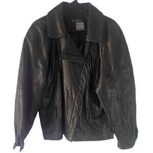 Michael Hoban Vintage 90s Men's Size XS Black Biker Moto Leather Jacket